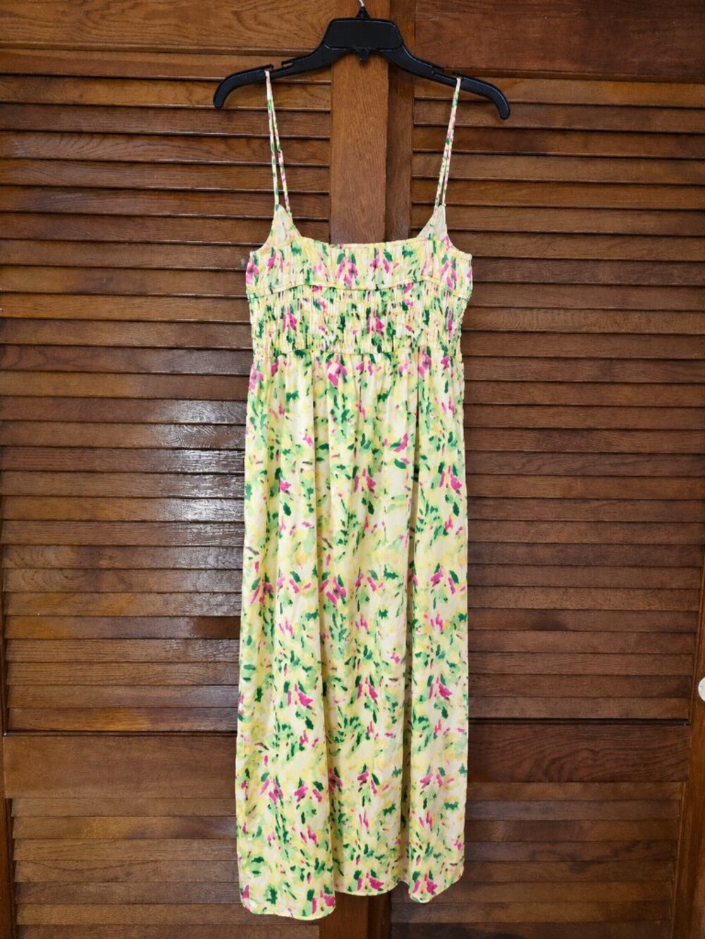 ASTR The Label Floral Smocked Midi Dress M Yellow Wedding Guest NWOT - Picture 4 of 10